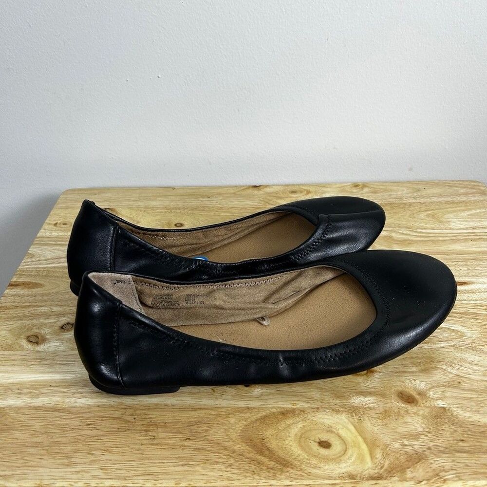 Time and Tru Womens Ballet Flats Size 11W Black Slip On Memory Foam Wide Width